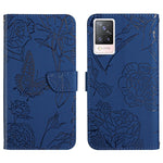 Custodia per cellulare in pelle goffrata con peonia a farfalla, For vivo S7 / V20 Pro, For vivo S9, For vivo S9e, For vivo S10 / S10 Pro