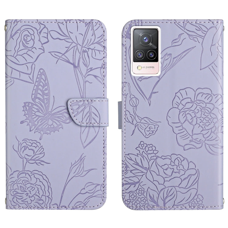 Custodia per cellulare in pelle goffrata con peonia a farfalla, For vivo S7 / V20 Pro, For vivo S9, For vivo S9e, For vivo S10 / S10 Pro