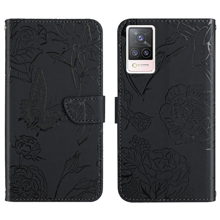Custodia per cellulare in pelle goffrata con peonia a farfalla, For vivo S7 / V20 Pro, For vivo S9, For vivo S9e, For vivo S10 / S10 Pro