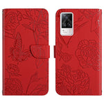 Custodia per cellulare in pelle goffrata con peonia a farfalla, For vivo S7 / V20 Pro, For vivo S9, For vivo S9e, For vivo S10 / S10 Pro