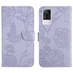 Custodia per cellulare in pelle goffrata con peonia a farfalla, For vivo S7 / V20 Pro, For vivo S9, For vivo S9e, For vivo S10 / S10 Pro