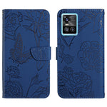 Custodia per cellulare in pelle goffrata con peonia a farfalla, For vivo S7 / V20 Pro, For vivo S9, For vivo S9e, For vivo S10 / S10 Pro