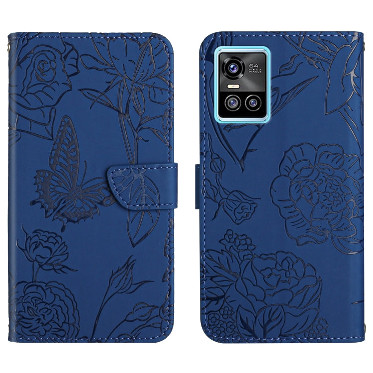 Custodia per cellulare in pelle goffrata con peonia a farfalla, For vivo S7 / V20 Pro, For vivo S9, For vivo S9e, For vivo S10 / S10 Pro