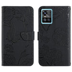 Custodia per cellulare in pelle goffrata con peonia a farfalla, For vivo S7 / V20 Pro, For vivo S9, For vivo S9e, For vivo S10 / S10 Pro
