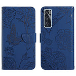 Custodia per cellulare in pelle goffrata con peonia a farfalla, For vivo V20 SE, For vivo V21 5G, For vivo V21e, For vivo Y20
