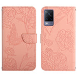 Custodia per cellulare in pelle goffrata con peonia a farfalla, For vivo V20 SE, For vivo V21 5G, For vivo V21e, For vivo Y20
