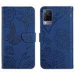 Custodia per cellulare in pelle goffrata con peonia a farfalla, For vivo V20 SE, For vivo V21 5G, For vivo V21e, For vivo Y20