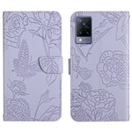 Custodia per cellulare in pelle goffrata con peonia a farfalla, For vivo V20 SE, For vivo V21 5G, For vivo V21e, For vivo Y20