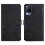 Custodia per cellulare in pelle goffrata con peonia a farfalla, For vivo V20 SE, For vivo V21 5G, For vivo V21e, For vivo Y20