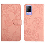 Custodia per cellulare in pelle goffrata con peonia a farfalla, For vivo V20 SE, For vivo V21 5G, For vivo V21e, For vivo Y20