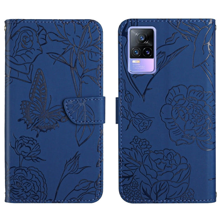 Custodia per cellulare in pelle goffrata con peonia a farfalla, For vivo V20 SE, For vivo V21 5G, For vivo V21e, For vivo Y20