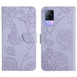 Custodia per cellulare in pelle goffrata con peonia a farfalla, For vivo V20 SE, For vivo V21 5G, For vivo V21e, For vivo Y20