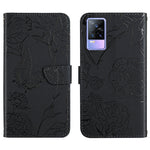 Custodia per cellulare in pelle goffrata con peonia a farfalla, For vivo V20 SE, For vivo V21 5G, For vivo V21e, For vivo Y20
