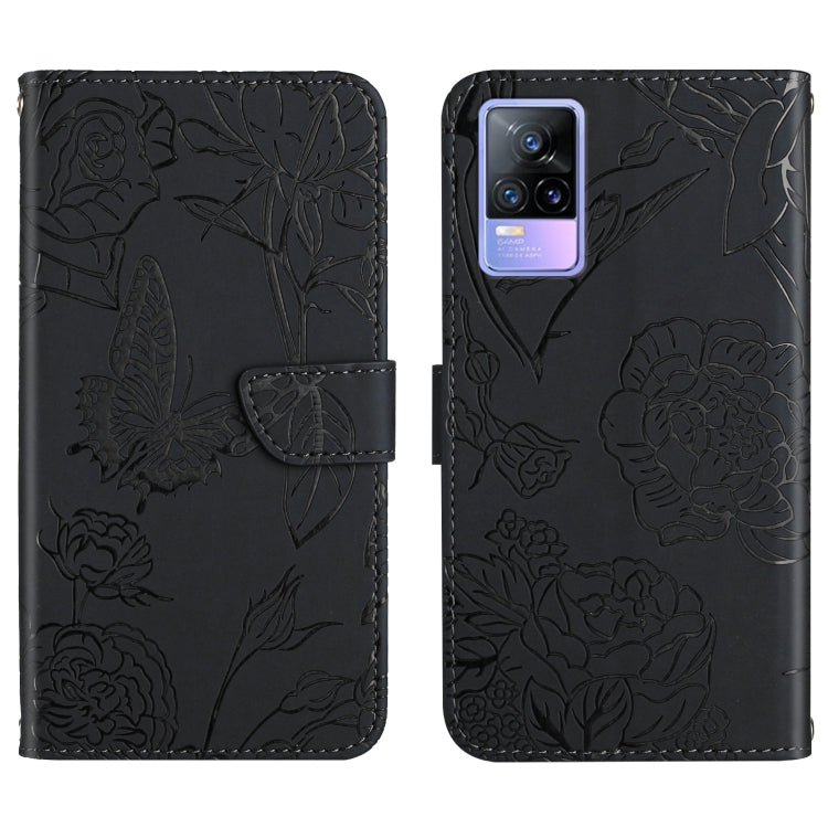 Custodia per cellulare in pelle goffrata con peonia a farfalla, For vivo V20 SE, For vivo V21 5G, For vivo V21e, For vivo Y20