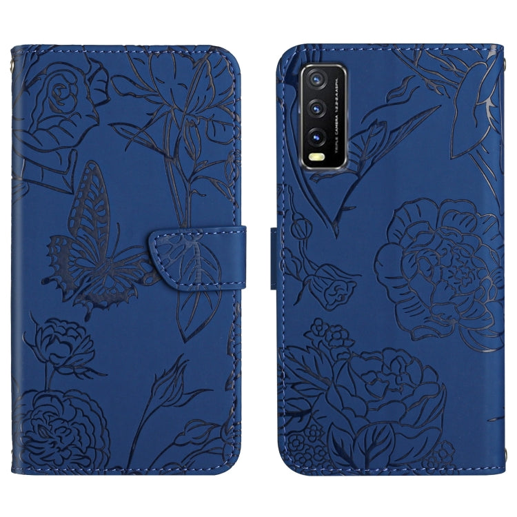 Custodia per cellulare in pelle goffrata con peonia a farfalla, For vivo V20 SE, For vivo V21 5G, For vivo V21e, For vivo Y20