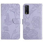 Custodia per cellulare in pelle goffrata con peonia a farfalla, For vivo V20 SE, For vivo V21 5G, For vivo V21e, For vivo Y20