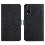 Custodia per cellulare in pelle goffrata con peonia a farfalla, For vivo V20 SE, For vivo V21 5G, For vivo V21e, For vivo Y20