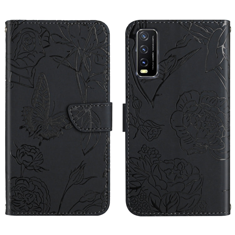 Custodia per cellulare in pelle goffrata con peonia a farfalla, For vivo V20 SE, For vivo V21 5G, For vivo V21e, For vivo Y20