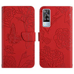 Custodia per cellulare in pelle goffrata con peonia a farfalla, For vivo Y51 2020, For vivo Y70s, For vivo Y72 5G
