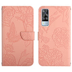 Custodia per cellulare in pelle goffrata con peonia a farfalla, For vivo Y51 2020, For vivo Y70s, For vivo Y72 5G