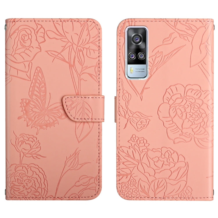 Custodia per cellulare in pelle goffrata con peonia a farfalla, For vivo Y51 2020, For vivo Y70s, For vivo Y72 5G