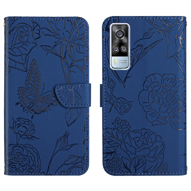 Custodia per cellulare in pelle goffrata con peonia a farfalla, For vivo Y51 2020, For vivo Y70s, For vivo Y72 5G