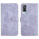 Custodia per cellulare in pelle goffrata con peonia a farfalla, For vivo Y51 2020, For vivo Y70s, For vivo Y72 5G