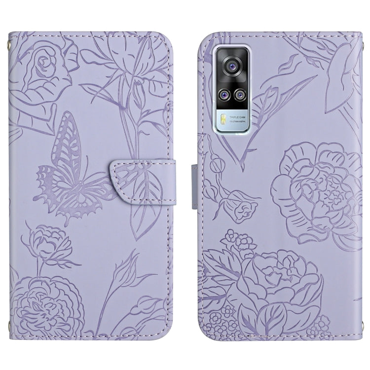 Custodia per cellulare in pelle goffrata con peonia a farfalla, For vivo Y51 2020, For vivo Y70s, For vivo Y72 5G