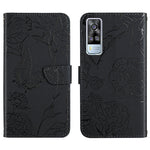 Custodia per cellulare in pelle goffrata con peonia a farfalla, For vivo Y51 2020, For vivo Y70s, For vivo Y72 5G