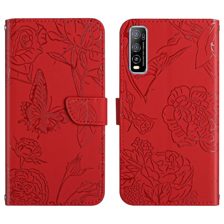 Custodia per cellulare in pelle goffrata con peonia a farfalla, For vivo Y51 2020, For vivo Y70s, For vivo Y72 5G