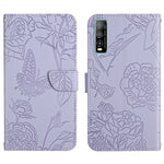 Custodia per cellulare in pelle goffrata con peonia a farfalla, For vivo Y51 2020, For vivo Y70s, For vivo Y72 5G