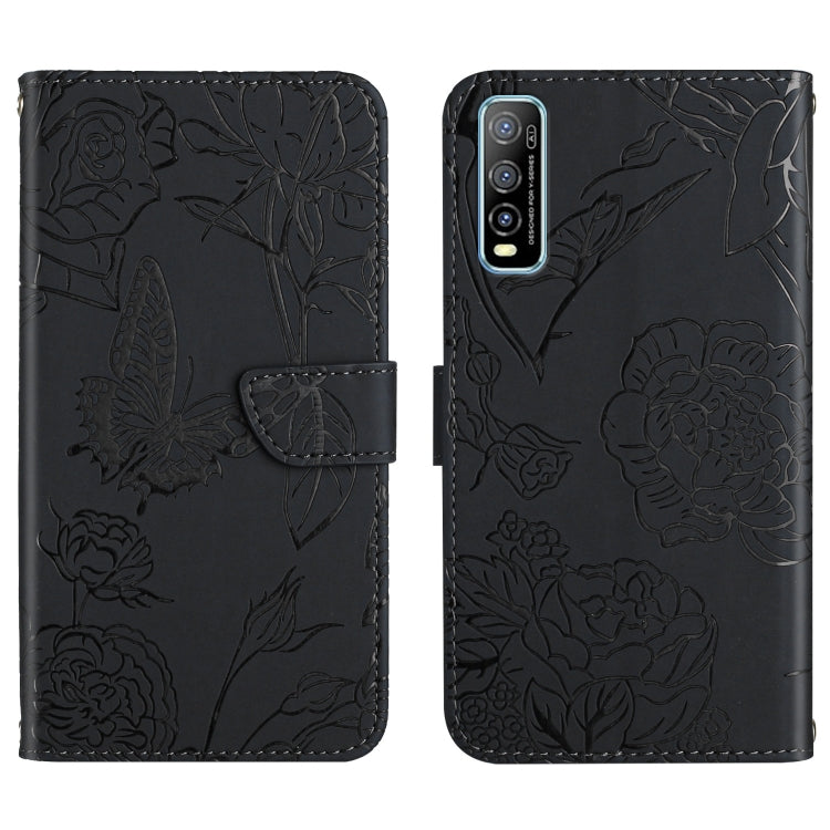 Custodia per cellulare in pelle goffrata con peonia a farfalla, For vivo Y51 2020, For vivo Y70s, For vivo Y72 5G