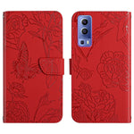 Custodia per cellulare in pelle goffrata con peonia a farfalla, For vivo Y51 2020, For vivo Y70s, For vivo Y72 5G
