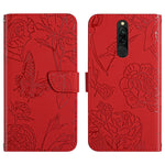 Custodia per cellulare in pelle goffrata con peonia a farfalla, For Xiaomi Redmi 8 / 8A, For Xiaomi Redmi 9, For Xiaomi Redmi 9A, For Xiaomi Redmi 9C