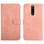 Custodia per cellulare in pelle goffrata con peonia a farfalla, For Xiaomi Redmi 8 / 8A, For Xiaomi Redmi 9, For Xiaomi Redmi 9A, For Xiaomi Redmi 9C