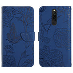 Custodia per cellulare in pelle goffrata con peonia a farfalla, For Xiaomi Redmi 8 / 8A, For Xiaomi Redmi 9, For Xiaomi Redmi 9A, For Xiaomi Redmi 9C