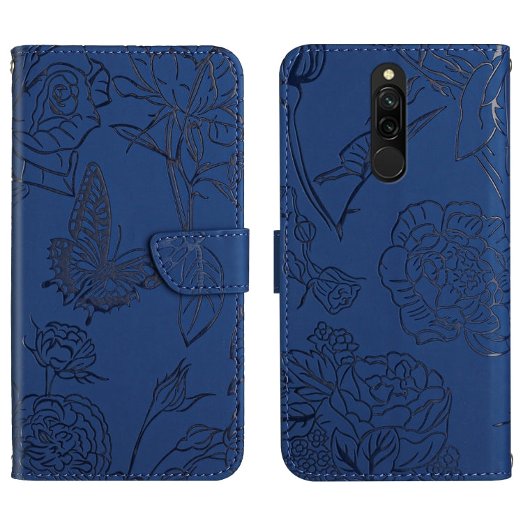 Custodia per cellulare in pelle goffrata con peonia a farfalla, For Xiaomi Redmi 8 / 8A, For Xiaomi Redmi 9, For Xiaomi Redmi 9A, For Xiaomi Redmi 9C