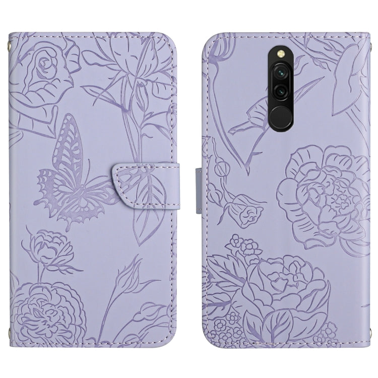 Custodia per cellulare in pelle goffrata con peonia a farfalla, For Xiaomi Redmi 8 / 8A, For Xiaomi Redmi 9, For Xiaomi Redmi 9A, For Xiaomi Redmi 9C