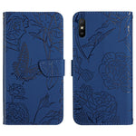 Custodia per cellulare in pelle goffrata con peonia a farfalla, For Xiaomi Redmi 8 / 8A, For Xiaomi Redmi 9, For Xiaomi Redmi 9A, For Xiaomi Redmi 9C