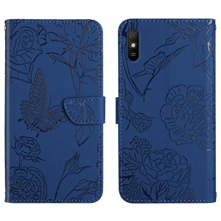 Custodia per cellulare in pelle goffrata con peonia a farfalla, For Xiaomi Redmi 8 / 8A, For Xiaomi Redmi 9, For Xiaomi Redmi 9A, For Xiaomi Redmi 9C
