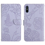 Custodia per cellulare in pelle goffrata con peonia a farfalla, For Xiaomi Redmi 8 / 8A, For Xiaomi Redmi 9, For Xiaomi Redmi 9A, For Xiaomi Redmi 9C