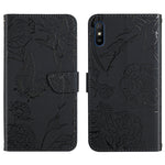 Custodia per cellulare in pelle goffrata con peonia a farfalla, For Xiaomi Redmi 8 / 8A, For Xiaomi Redmi 9, For Xiaomi Redmi 9A, For Xiaomi Redmi 9C