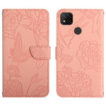 Custodia per cellulare in pelle goffrata con peonia a farfalla, For Xiaomi Redmi 8 / 8A, For Xiaomi Redmi 9, For Xiaomi Redmi 9A, For Xiaomi Redmi 9C