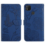 Custodia per cellulare in pelle goffrata con peonia a farfalla, For Xiaomi Redmi 8 / 8A, For Xiaomi Redmi 9, For Xiaomi Redmi 9A, For Xiaomi Redmi 9C