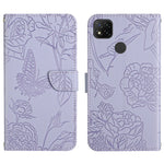 Custodia per cellulare in pelle goffrata con peonia a farfalla, For Xiaomi Redmi 8 / 8A, For Xiaomi Redmi 9, For Xiaomi Redmi 9A, For Xiaomi Redmi 9C