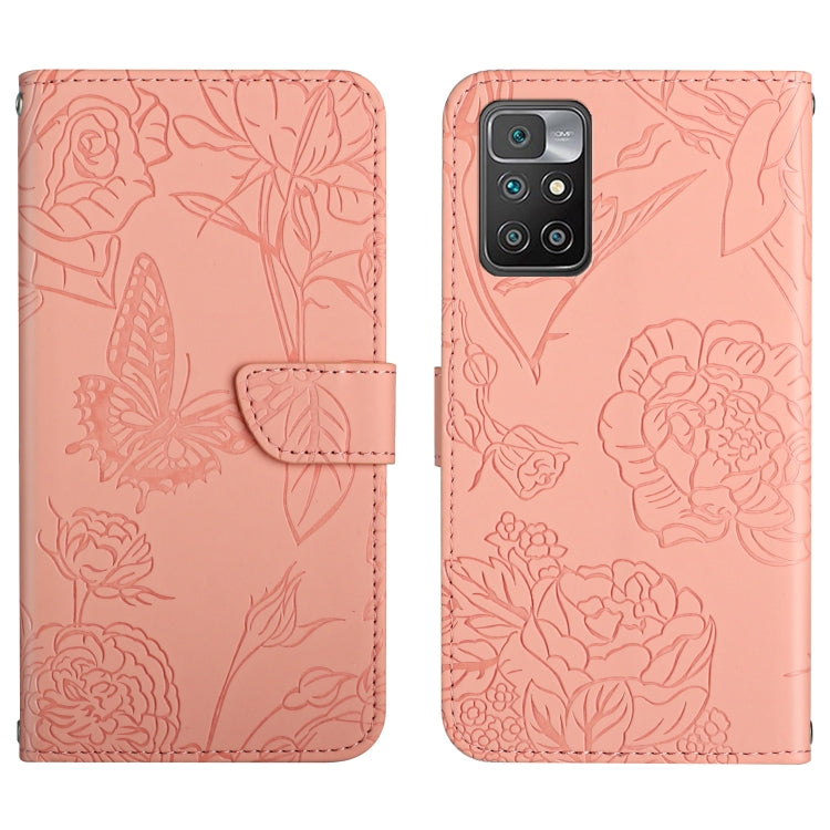 Custodia per cellulare in pelle goffrata con peonia a farfalla, For Xiaomi Redmi 10 4G, For Xiaomi Redmi 10 5G / Note 11E, For Xiaomi Redmi 10C, For Xiaomi Redmi K30 Pro