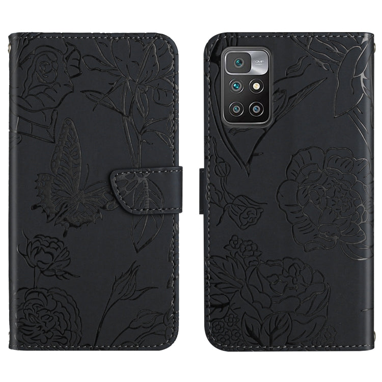 Custodia per cellulare in pelle goffrata con peonia a farfalla, For Xiaomi Redmi 10 4G, For Xiaomi Redmi 10 5G / Note 11E, For Xiaomi Redmi 10C, For Xiaomi Redmi K30 Pro