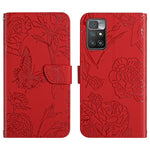 Custodia per cellulare in pelle goffrata con peonia a farfalla, For Xiaomi Redmi 10 4G, For Xiaomi Redmi 10 5G / Note 11E, For Xiaomi Redmi 10C, For Xiaomi Redmi K30 Pro