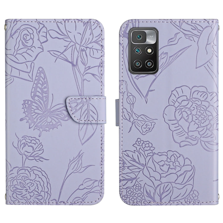 Custodia per cellulare in pelle goffrata con peonia a farfalla, For Xiaomi Redmi 10 4G, For Xiaomi Redmi 10 5G / Note 11E, For Xiaomi Redmi 10C, For Xiaomi Redmi K30 Pro
