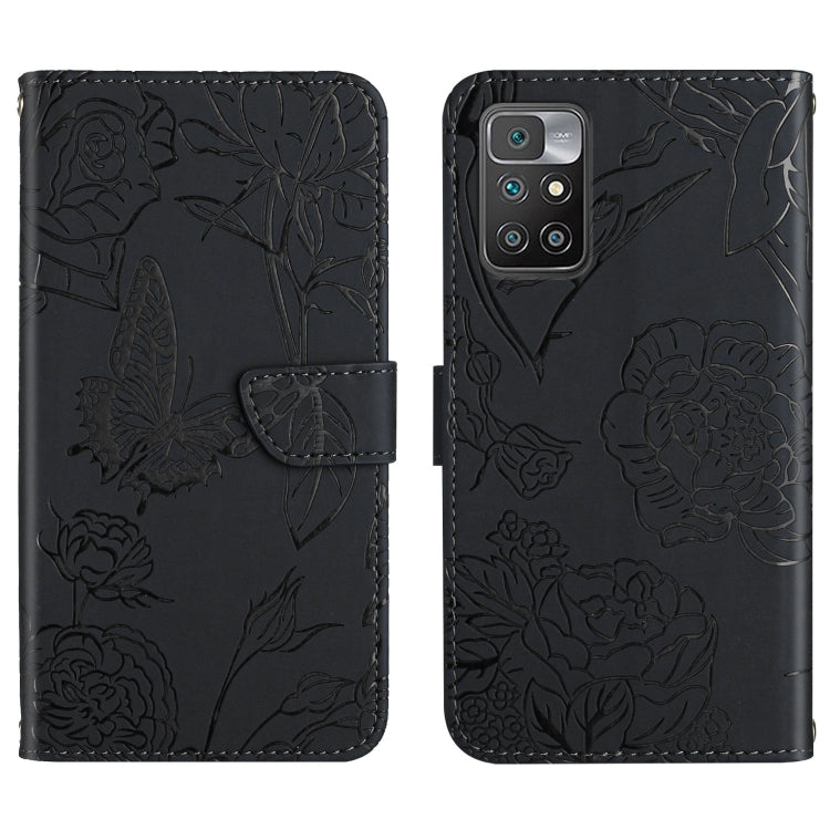 Custodia per cellulare in pelle goffrata con peonia a farfalla, For Xiaomi Redmi 10 4G, For Xiaomi Redmi 10 5G / Note 11E, For Xiaomi Redmi 10C, For Xiaomi Redmi K30 Pro